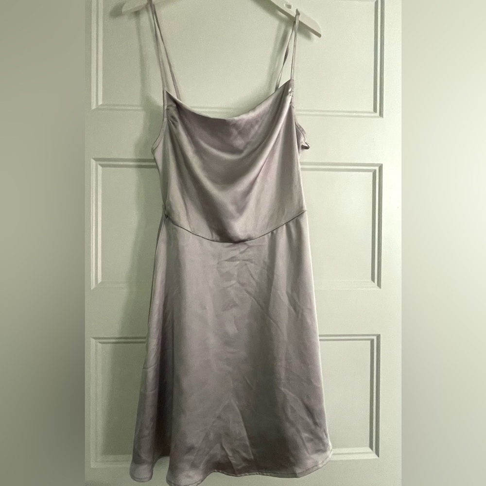 Elegant Gray Satin Slip Dress